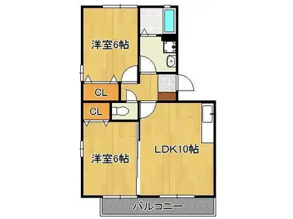 ノートル アージュ ブラン(2LDK/1階)の間取り写真