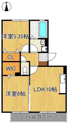 ノートル アージュ ブラン(2LDK/2階)の間取り写真
