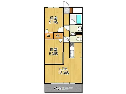 ルネックスⅡ(2LDK/6階)の間取り写真