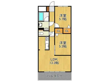 ルネックスⅡ(2LDK/7階)の間取り写真