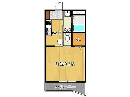 エヴァーグリーンM(1K/3階)の間取り写真