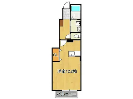 サンフレイムYABE A棟(ワンルーム/1階)の間取り写真