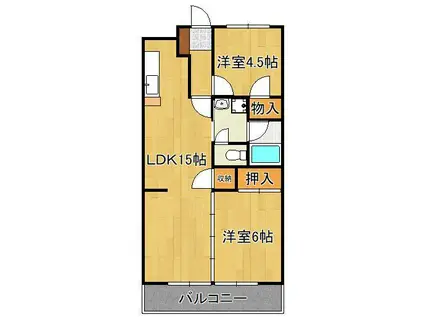 エミネンス穴生(2LDK/3階)の間取り写真