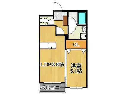 プレステージ森下(1LDK/4階)の間取り写真