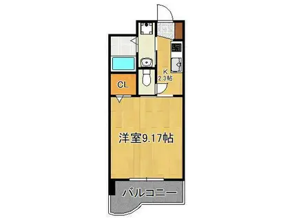 セレスタイト黒崎(1K/2階)の間取り写真