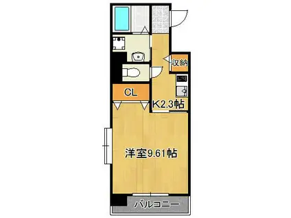 セレスタイト黒崎(1K/9階)の間取り写真