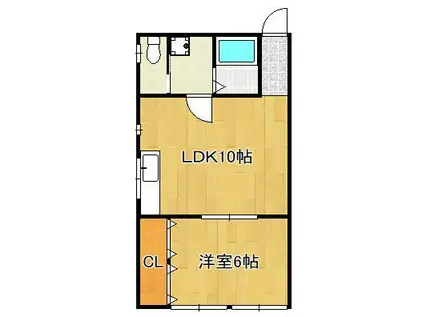 永野ビル(1LDK/2階)の間取り写真