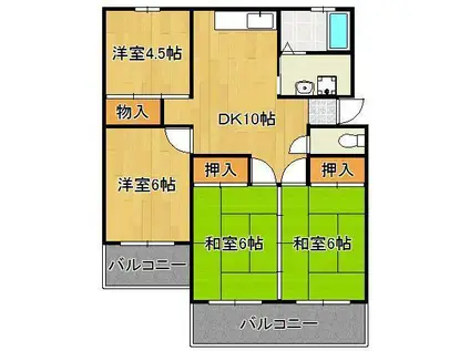 E-LUX陣原(4DK/1階)の間取り写真