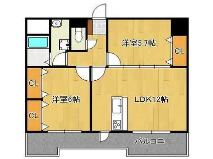 ETRANGE(2LDK/2階)の間取り写真