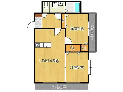 ETRANGE(2LDK/2階)の間取り写真