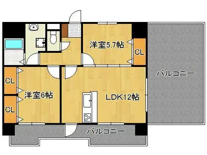 ETRANGE(2LDK/7階)の間取り写真