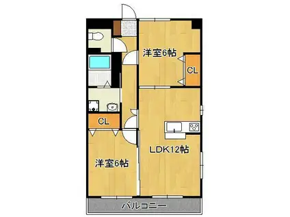 ノーブル陣原(2LDK/4階)の間取り写真