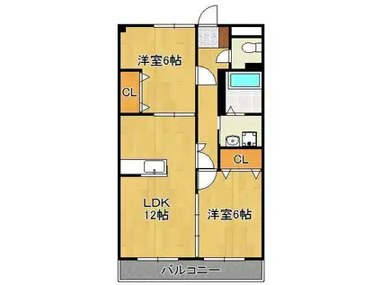 ノーブル陣原(2LDK/4階)の間取り写真