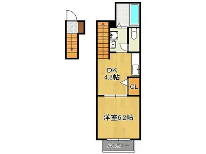 アドヴァンス青山(1DK/2階)の間取り写真