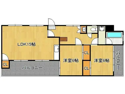 ロード黒崎(2LDK/2階)の間取り写真