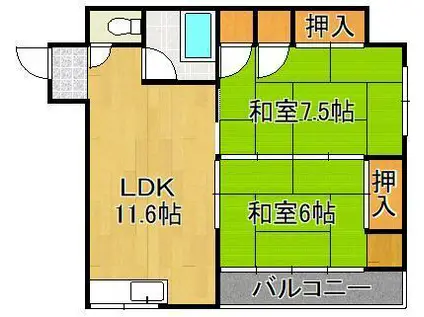 ロード黒崎(2LDK/5階)の間取り写真