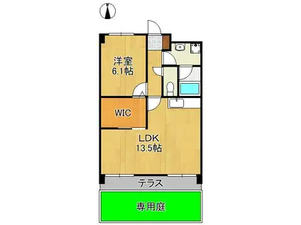 ライオンズマンション青山第3(1LDK/1階)の間取り写真