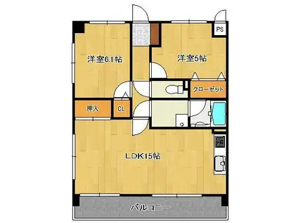 ライオンズマンション青山第3(2LDK/2階)の間取り写真