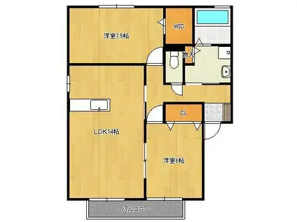 シャンス アイ(2LDK/2階)の間取り写真