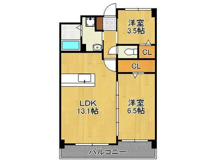 第60川崎ビル(2LDK/3階)の間取り写真