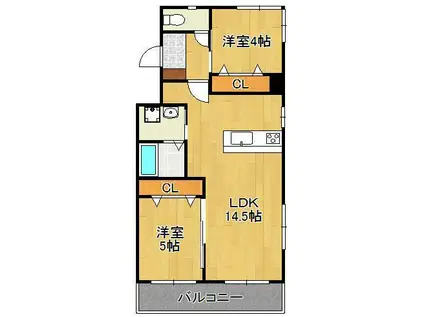 第60川崎ビル(2LDK/3階)の間取り写真