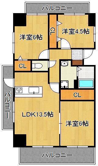 アヴァンセ陣原駅前(3LDK/2階)の間取り写真