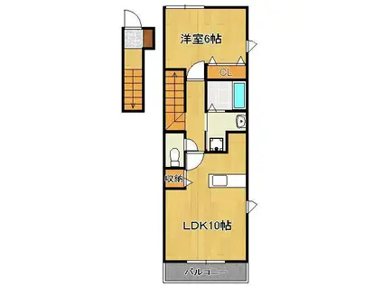 サン・フレイムYABEⅡA(1LDK/2階)の間取り写真