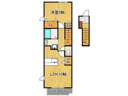 サン・フレイムYABEⅡA(1LDK/2階)の間取り写真