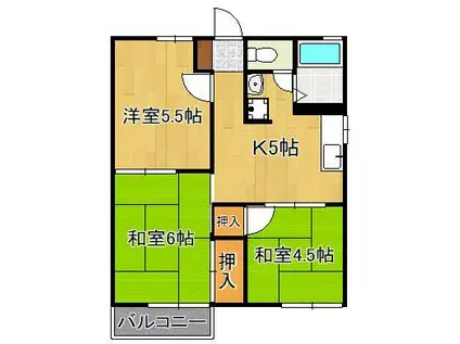 タウニィ熊西(3K/2階)の間取り写真