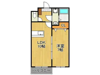 ランドコア田町(1LDK/1階)の間取り写真