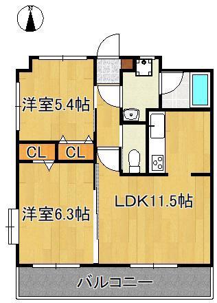 T-FLAT58(2LDK/2階)の間取り写真