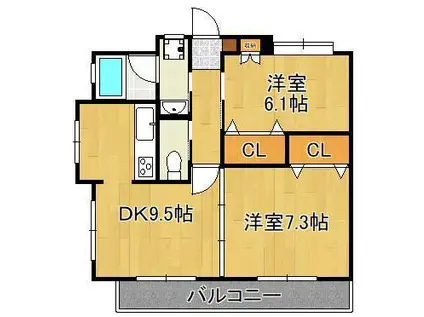 T-FLAT58(2DK/3階)の間取り写真