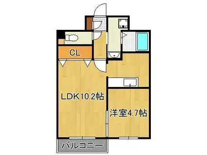 T-FLAT58(1LDK/4階)の間取り写真