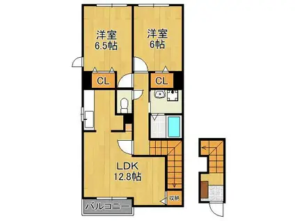 メゾン・ド・タカダⅢ(2LDK/2階)の間取り写真