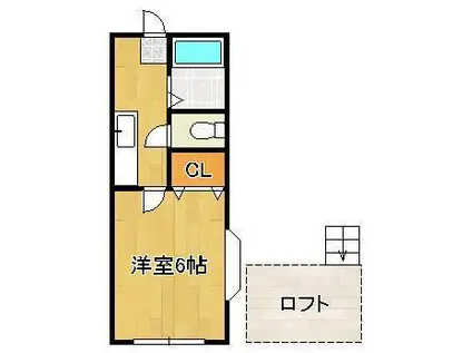 パレス紅梅Ⅱ(1K/2階)の間取り写真