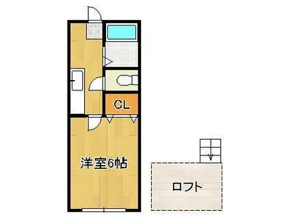 パレス紅梅Ⅱ(1K/1階)の間取り写真