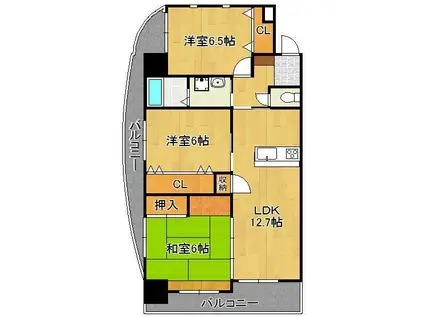 サンシャイン長崎街道黒崎 (3LDK/10階)の間取り写真