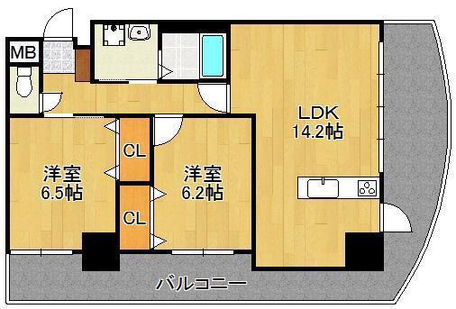 サンシャイン長崎街道黒崎 (2LDK/4階)の間取り写真