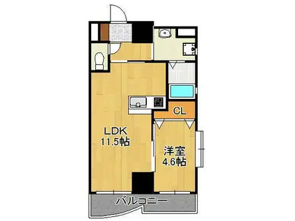 サンシャイン長崎街道黒崎 (1LDK/5階)の間取り写真