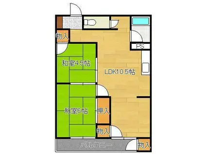 青山コーポ(2LDK/3階)の間取り写真