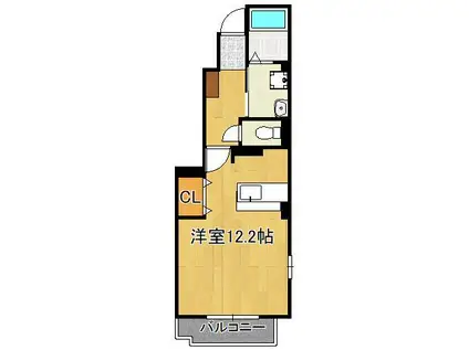 サン・フレイムYABEⅡ B(ワンルーム/1階)の間取り写真