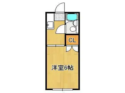 ホワイトハイツ萩原(1K/1階)の間取り写真