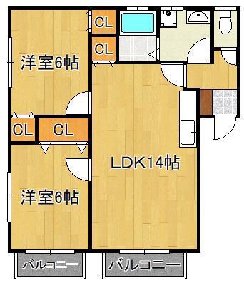 エスポアール陣山(2LDK/1階)の間取り写真