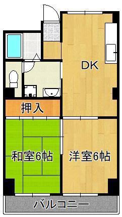 シーサイドヒルズ(2DK/3階)の間取り写真