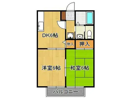 チェリーハイツ(2DK/2階)の間取り写真