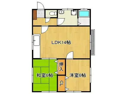 コーポ山本(2LDK/2階)の間取り写真