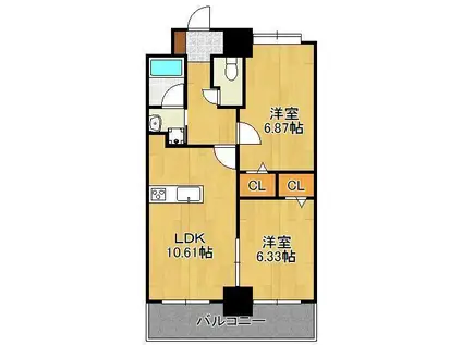 グランドツイン黒崎(2LDK/12階)の間取り写真