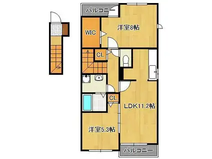 ファイン若松 C(2LDK/2階)の間取り写真