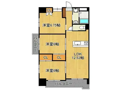 VENT CREST (3LDK/3階)の間取り写真