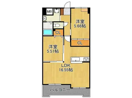 VENT CREST (2LDK/5階)の間取り写真